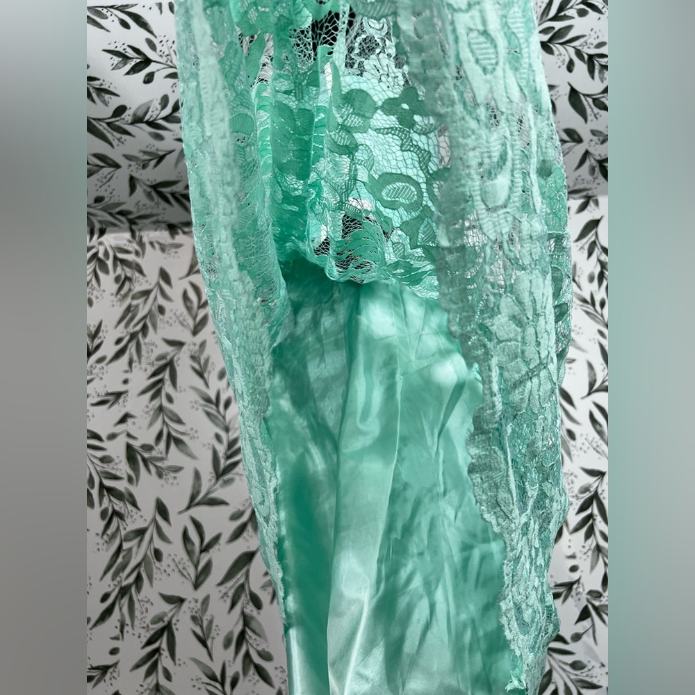 Elegant Lace Mint Green Prom Bridesmaid Cocktail Dress Sz XS Satin Waistband #D - Picture 14 of 16